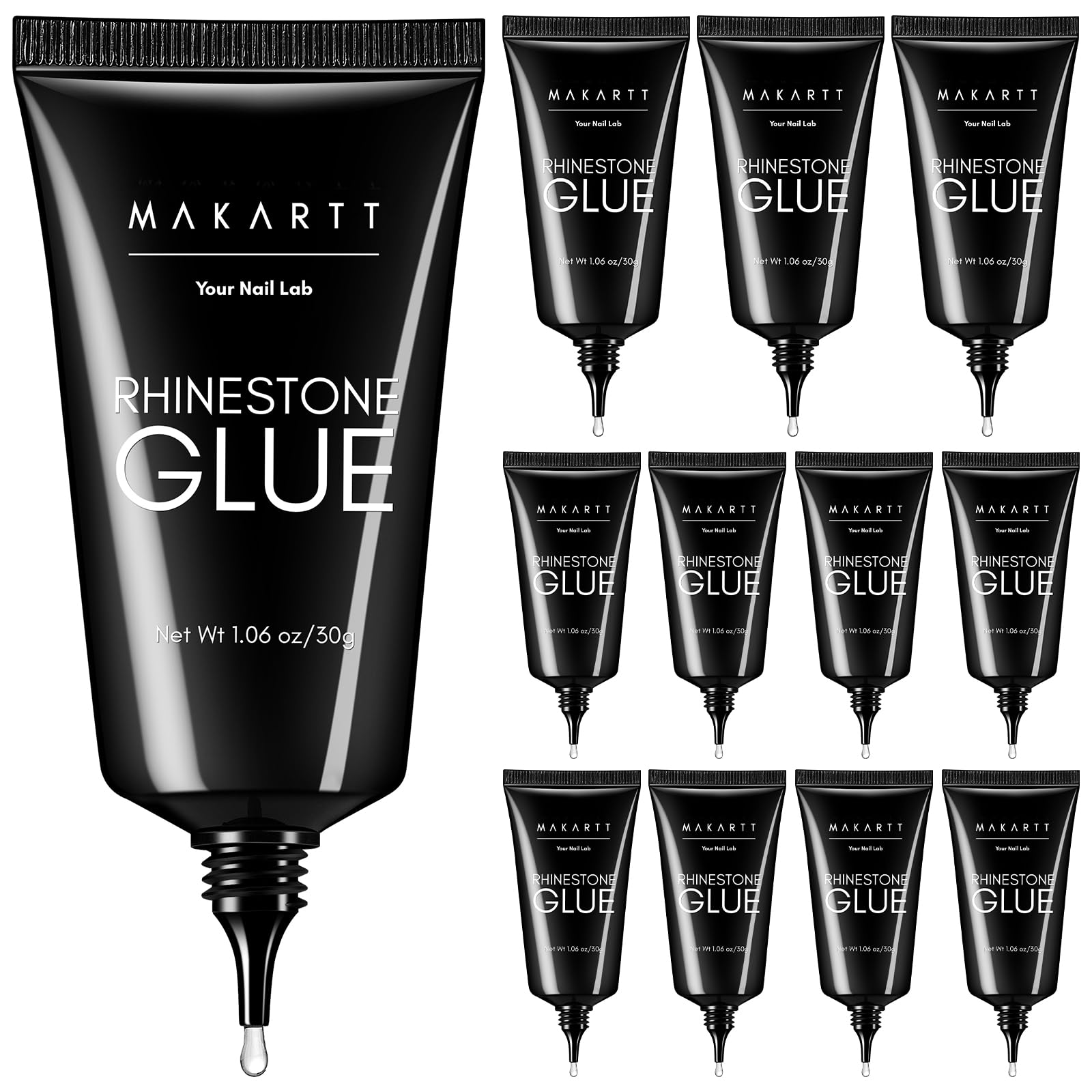 MakarttRhinestone Glue for Nails 12PCS 30ML, Super Strong Gel Adhesive for Nail Salon, 3D Nail Art, Gem Jewelry & Nail Charm Decoration