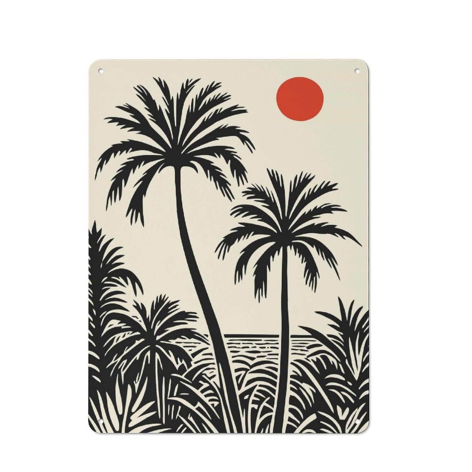 Junmoney Style-18 Palm Tree Sunset Silhouette Vintage Metal Sign 40X30cm, Retro Classic Pub Decor For Cafe, Pub, Workshop Or Home Bar