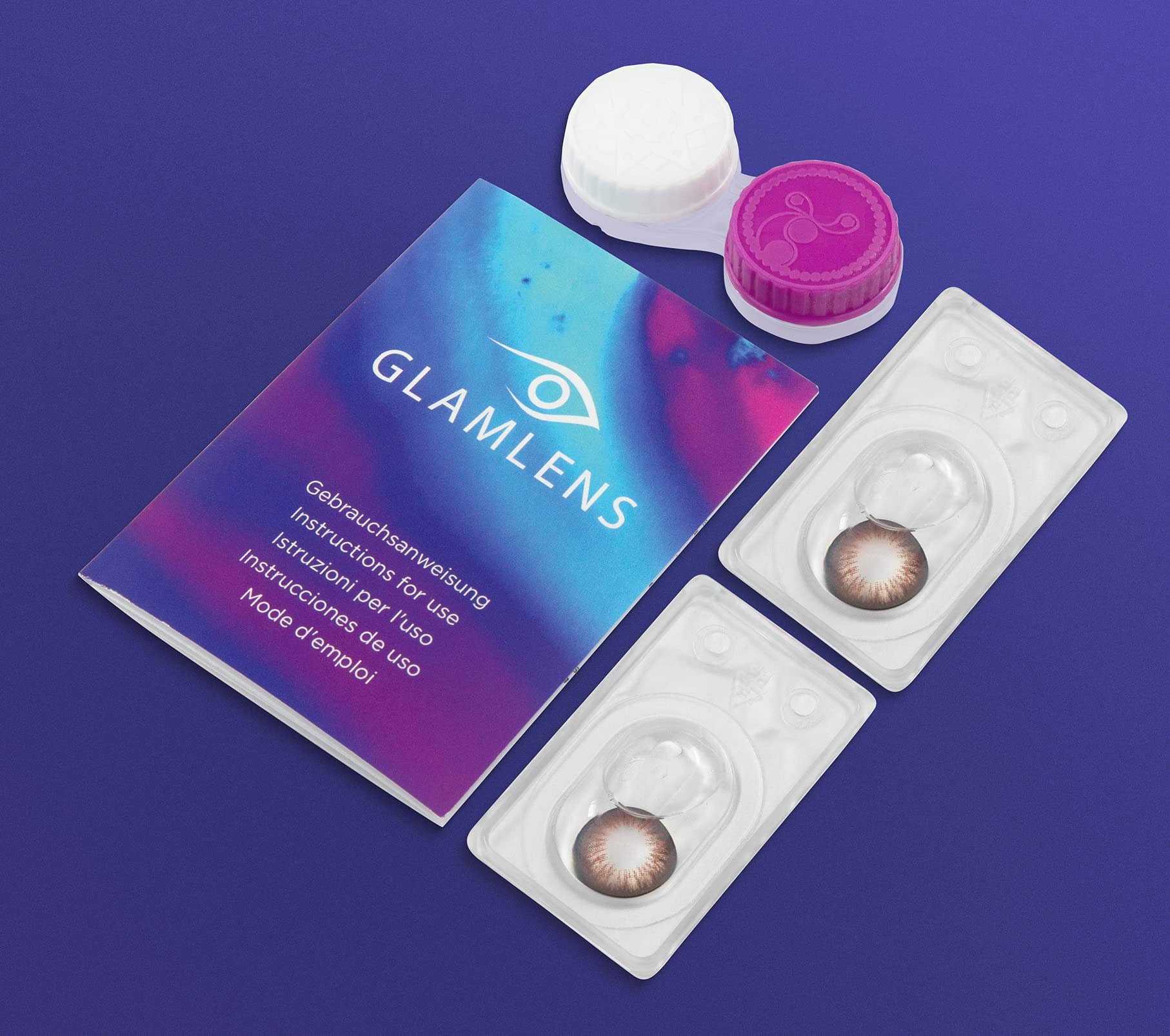 GLAMLENS lentillas de color marrones "Siena Choco" + contenedor. 1 par (2 piezas) - 90 Días - Sin Graduación - 0.00 dioptrías - blandos - Lentes de contacto marrón de hidrogel de silicona
