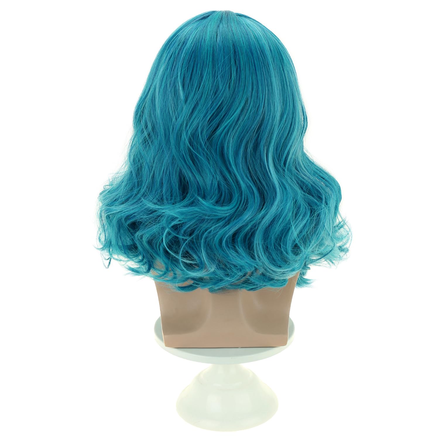 MAGQOO Mix Blue Short Curly Wavy Wig with Beard Mustaches Ocen Blue Mens God Costume Wigs Halloween Cosplay Costume Party Wigs