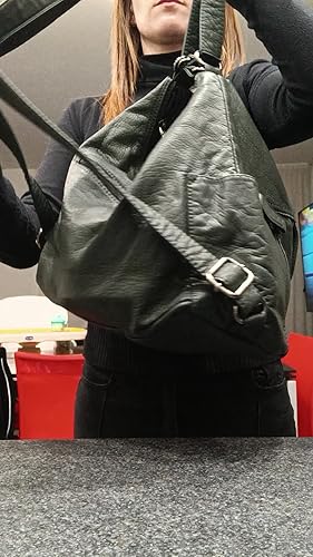 Zaino Donna DEEVORCA Vintage - Antifurto, Multitasche, Nylon, Design Stampato, Blu, 26x15x34 Cm