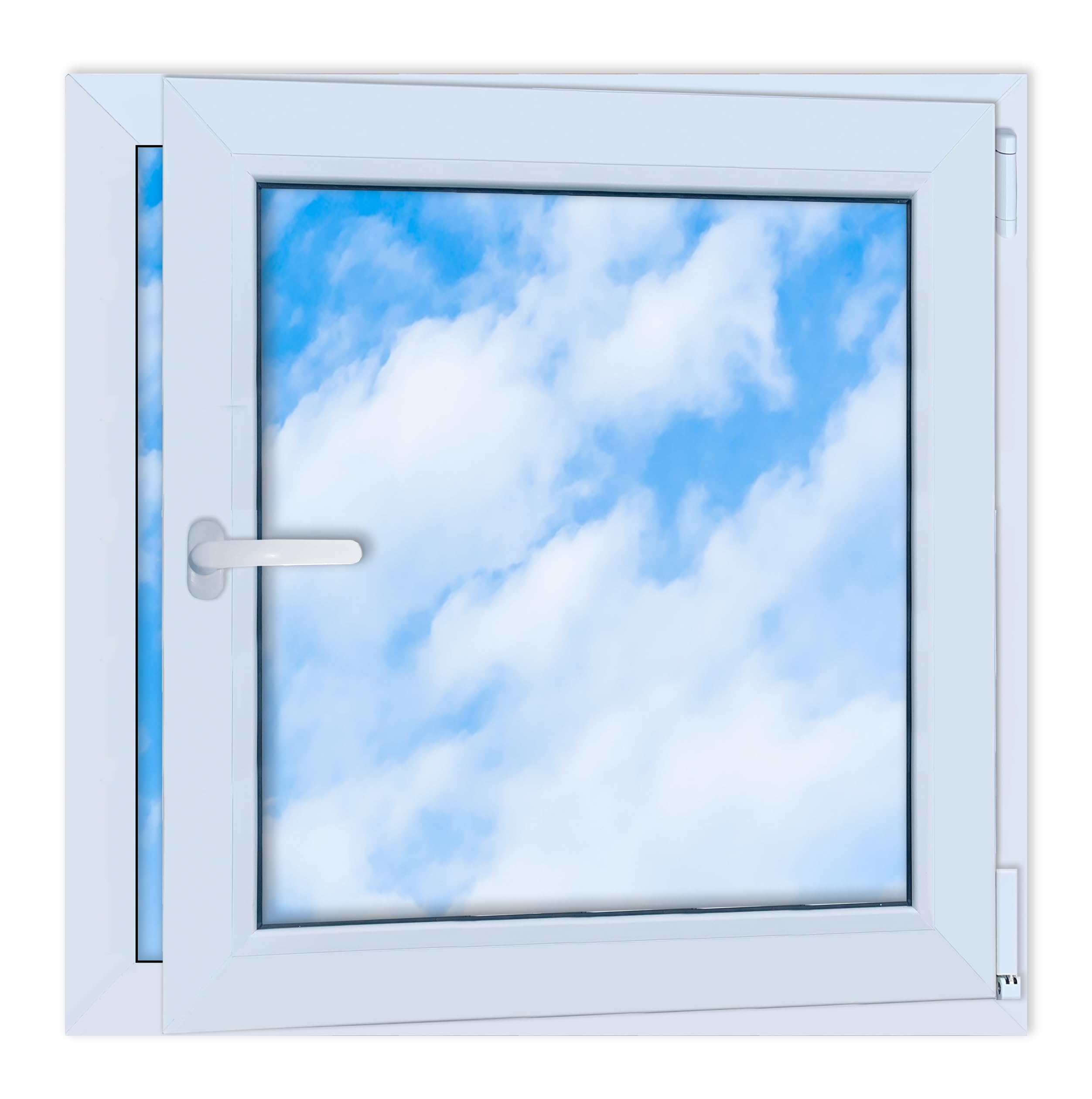 LORAC | Finestra in PVC bianca, 800x800mm, DIN Destra, inclinabile e apribile, doppio vetro, a risparmio energetico – Finestra con certificato CE per cantina e appartamento