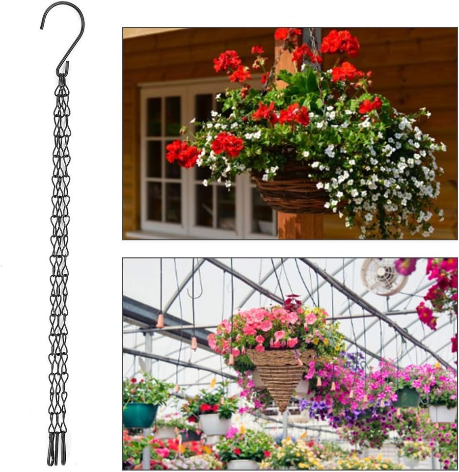 Mumusuki 3 PCS Plant Hanging Chain with Hooks Set 3 Legs Garden Planter Flower Pot
