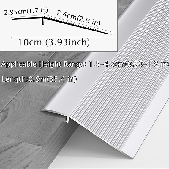 HJXGQJM Aluminum Floor Transition Threshold Strip Wood to Tile,Kitchen Bathroom Floor Transition Strip,Door Floor Trim Kitchen Bedroom Bathroom Doors Gap Cover, Black Floor Transition Strip