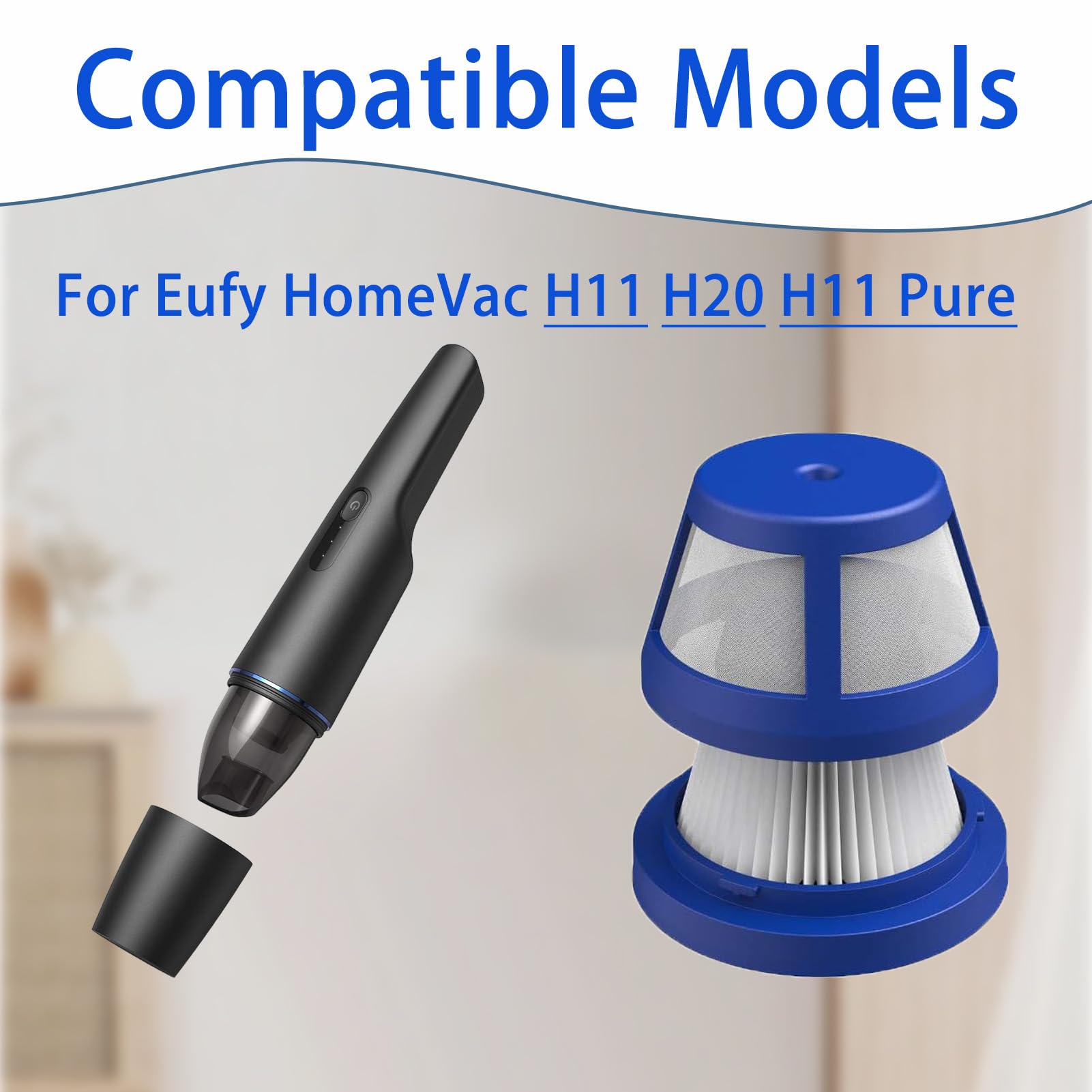 2 Pcs HEPA Filter Replacement Kit for Eufy HomeVac H11 H20 and H11 Pure Cordless Handheld Vacuum Cleaner