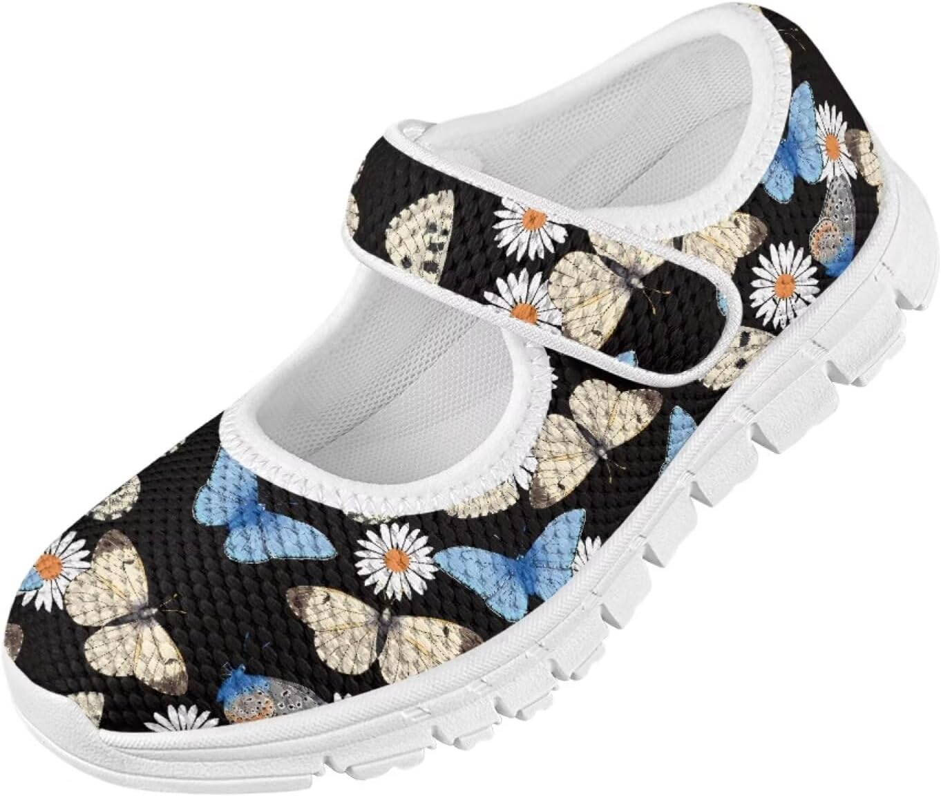 Butterflies Print School Shoes for Girls Toddler Colorful Mary Jane Shoes Party Wedding Soft Sole Shoes
