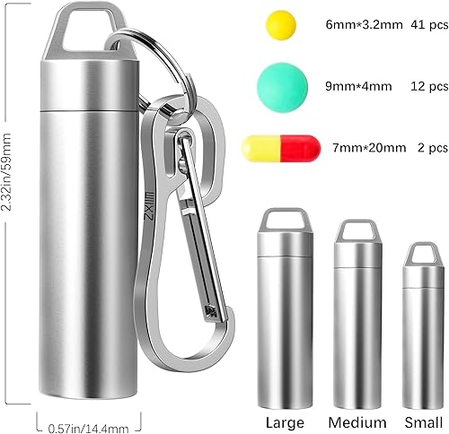 Miniatura 2 de ZXLLM Pastillero portátil llavero para pastillas llavero impermeable de titanio de bolsillo 2 compartimentos pastillero de metal EDC nitroglicerina