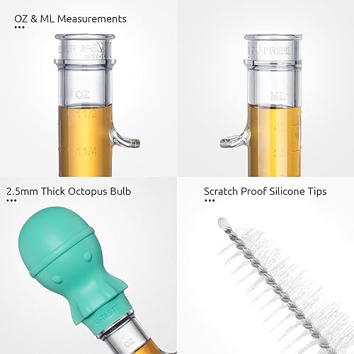 Miniatura 6 de U-Taste Juego de lanzador de pavo en ángulo de 1.5 onzas, resistente al calor, 228.2 , de grado alimenticio, Tritan y silicona, con cepillo de