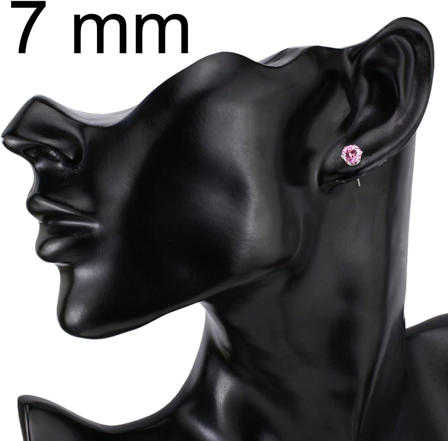 JEWELRIESHOP Earrings for Women Studs Set Stainless Steel CZ Earing Hypoallergenic Multiple Piercing Ear Stud (5 Pairs, 3-7mm Black CZ, Black Post, 6 Prong)