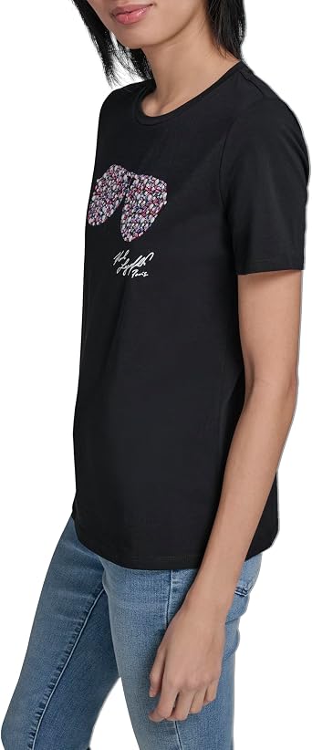 Karl Lagerfeld Women's Short Sleeve Crew Neck Logo T-Shirt