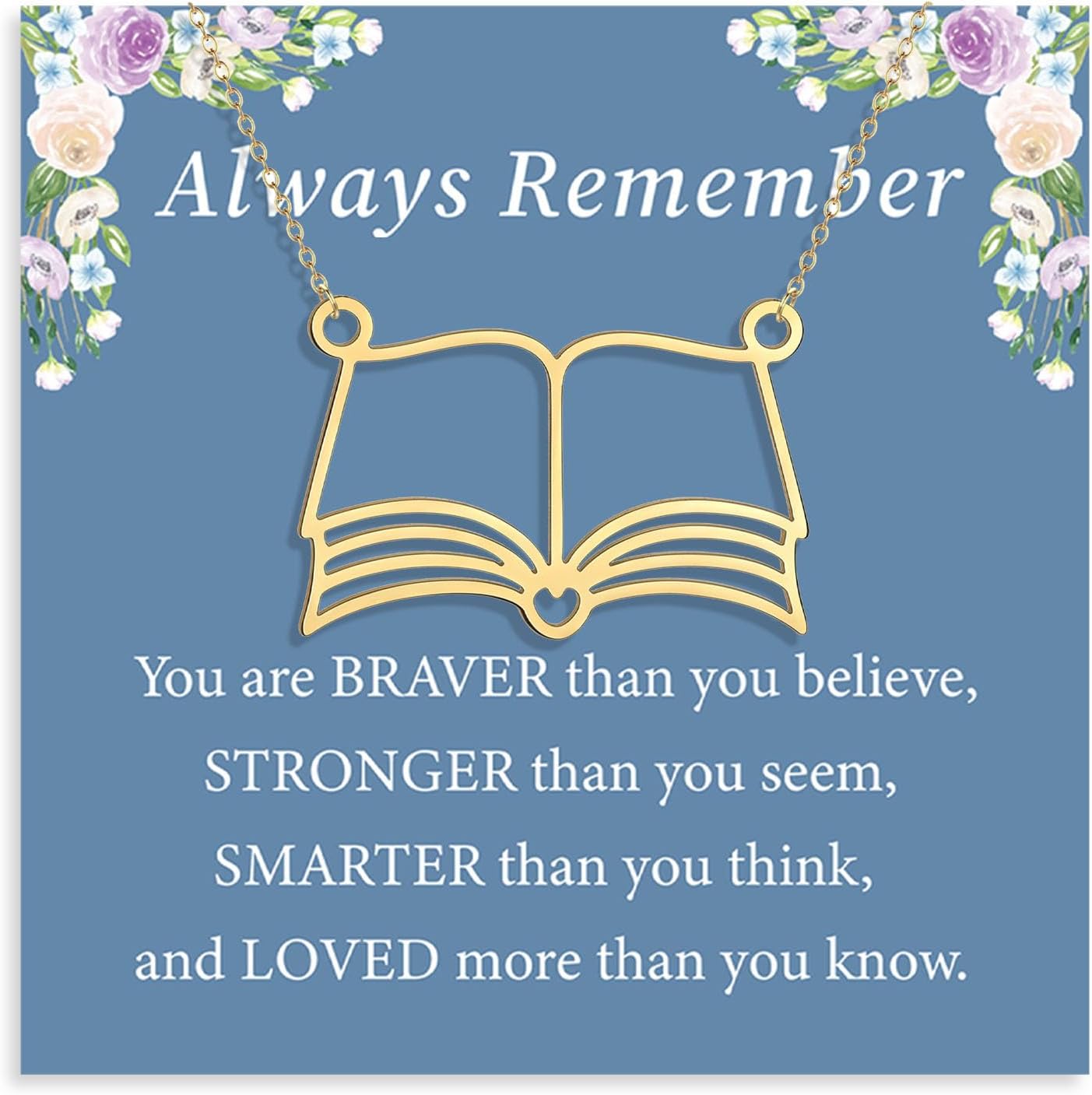 18k Gold Plated Book Necklace, Openable Multi Layer Bookworm Necklaces Book Gifts for Book Lovers Daughter Granddaughter Valentine's Day Gift