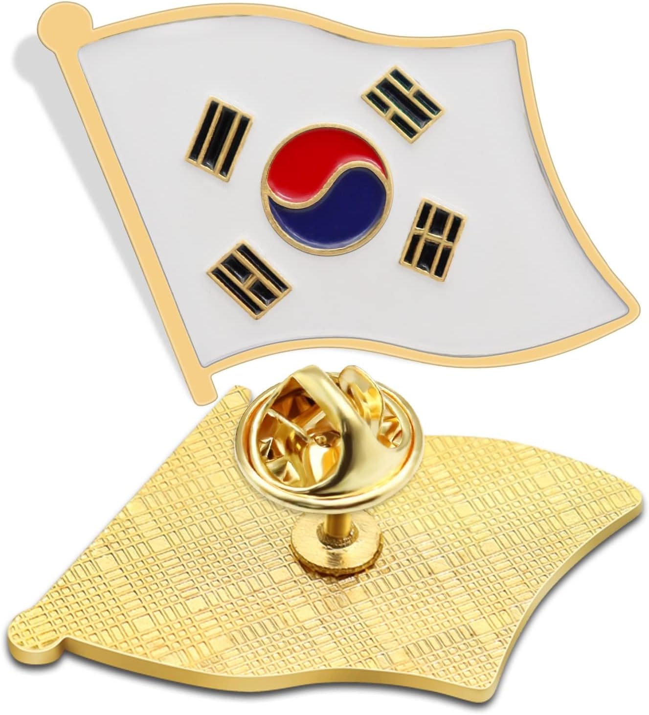 2/12/50/100Pcs South Korea Flag Lapel Pins Bulk Enamel Souvenir- Metal S Korean Brooch Badge for Men Women Clothes Bags Hats