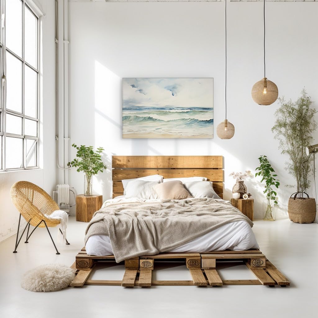 Canvas for Living room. Unleashing Nature's Fury in Brushstrokes - Capturing the Stormy Seascape, 27 x 18 inch Canvas Wall Art - Contemporary Masterpieces - Zen Wall Decor
