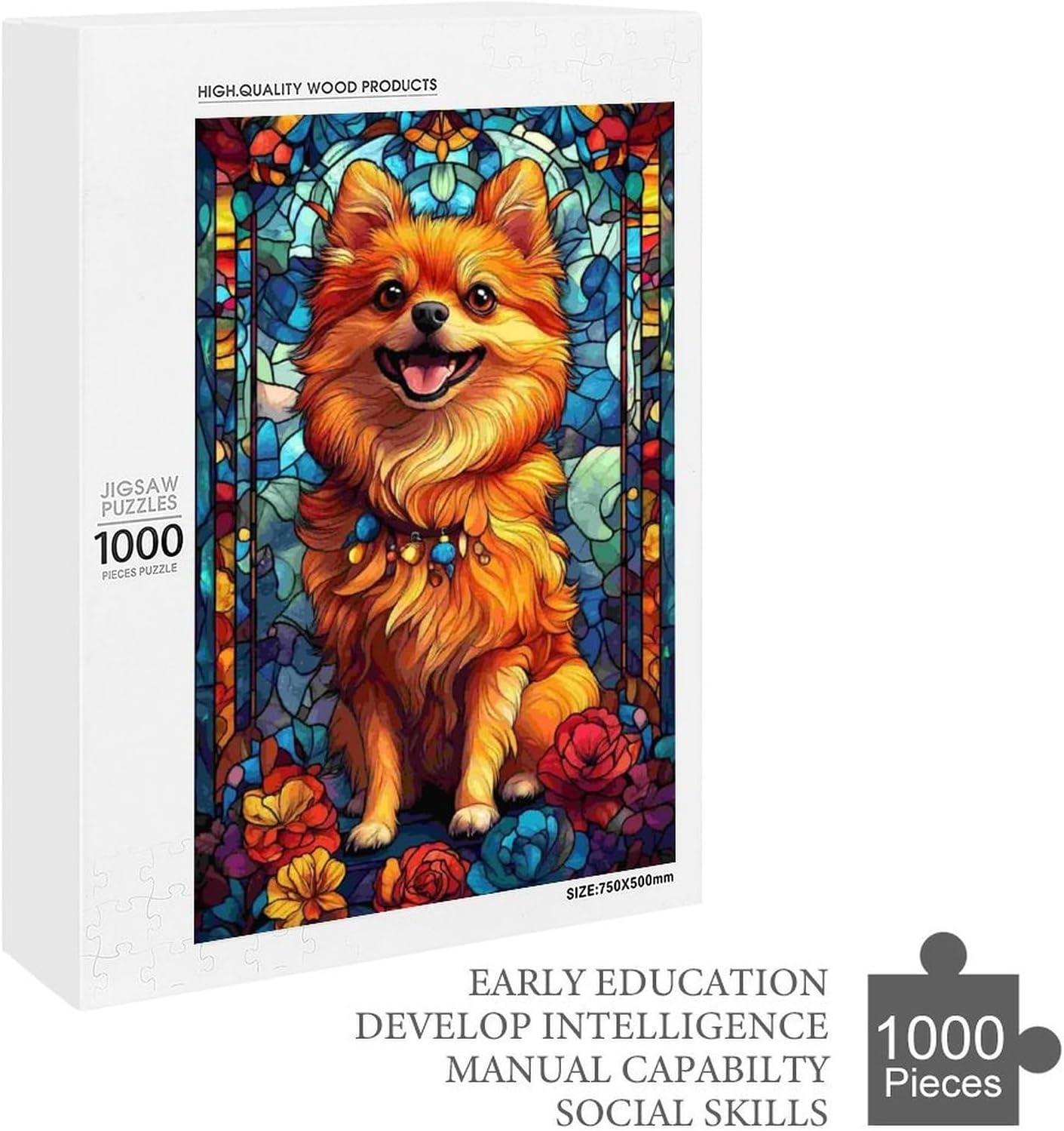 1000 Piece Wood Jigsaw Puzzles for Adults Pomeranian Dogs Wood Puzzles for Adults Games Family Education Toys Gifts