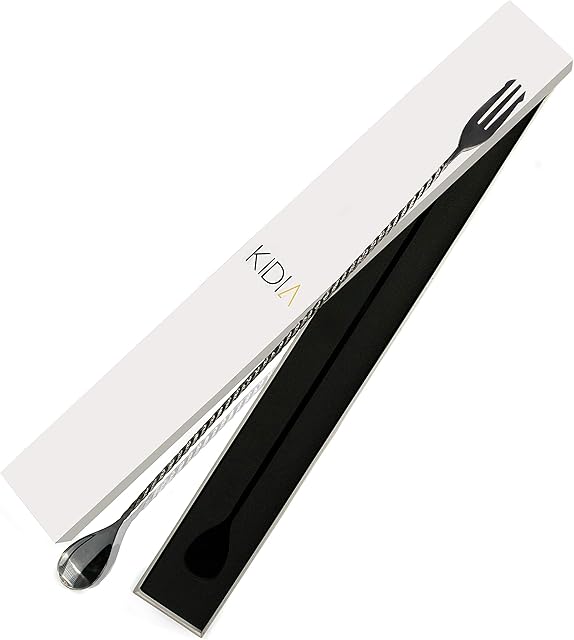 Kidia Bar Spoon 40 cm Trident zestaw do koktajli barmańskich, łyżka do mieszania, shaker, łyżka barowa, stal nierdzewna, wzór spiralny