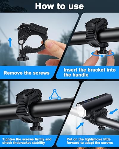 Miniatura 7 de Luces delanteras de bicicleta de 1200 lúmenes para conducción nocturna, modelos 5+5+3 y pantalla de potencia LED, faros de bicicleta giratorios de