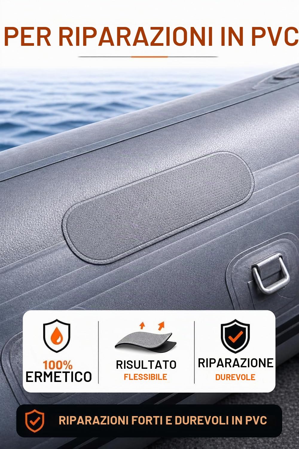 Kit di riparazione professionale in PVC, colla PVC 2 componenti per Zodiac, Paddle Surf, Kayak e gonfiabili, include toppe, pennello, bicchiere, guanti e salvietta (125 ml)