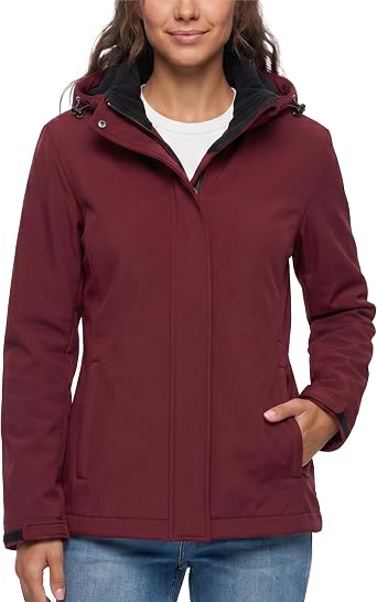 wantdo Womens Fleece Lined Jacket Softshell Jacket Lightweight Insulated Jacket