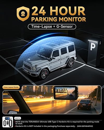 Miniatura 8 de Cámara de tablero frontal y trasera 4K+4K, tarjeta gratuita de 128 GB incluida, cámara WiFi de 5.8 GHz para autos, GPS integrado, sensor G, gran