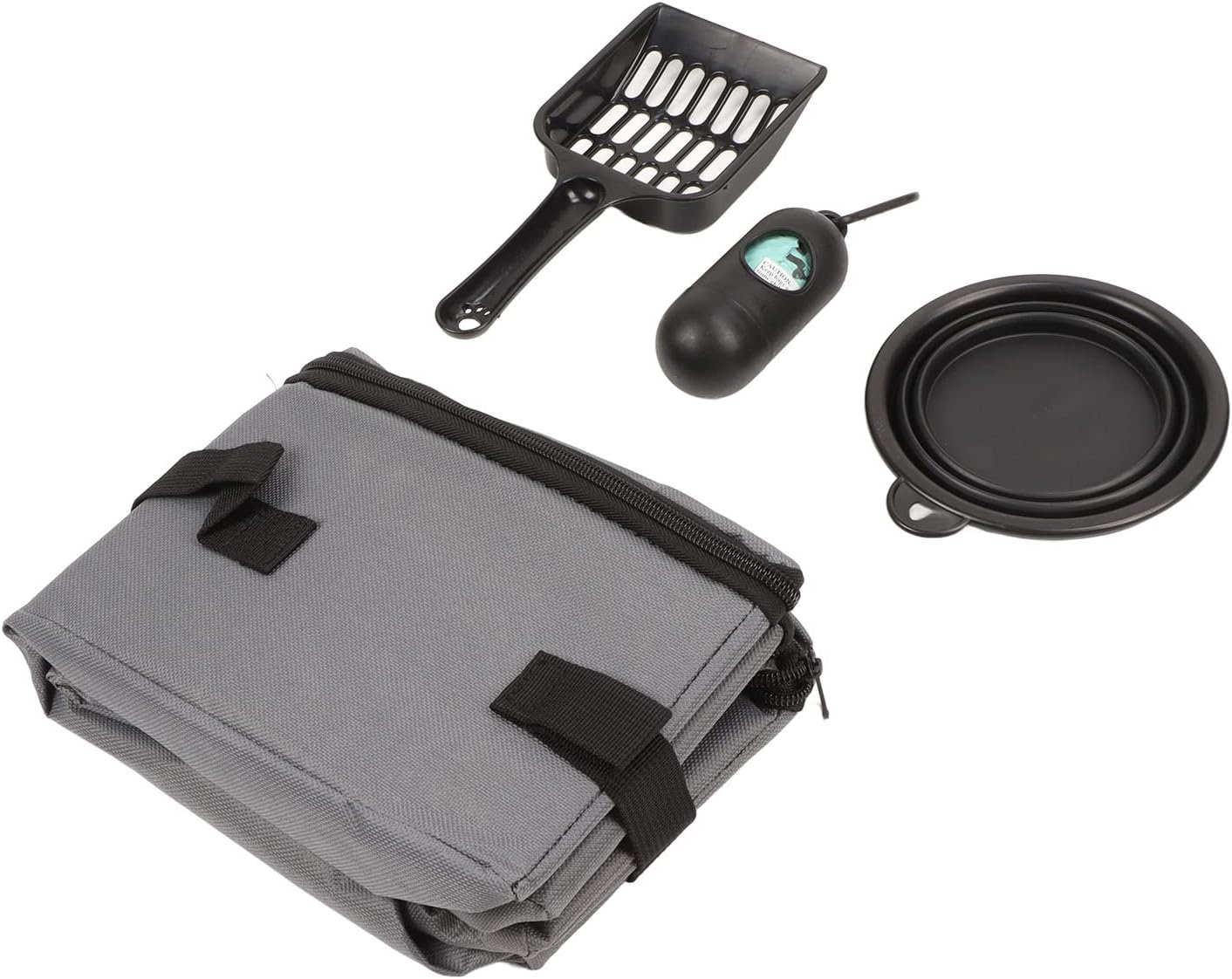 Portable Travel Cat Litter Box with Lid, Leak Proof and Collapsible, Ideal for Traveling and Camping, Includes Litter Scoop and Silicone Bowl