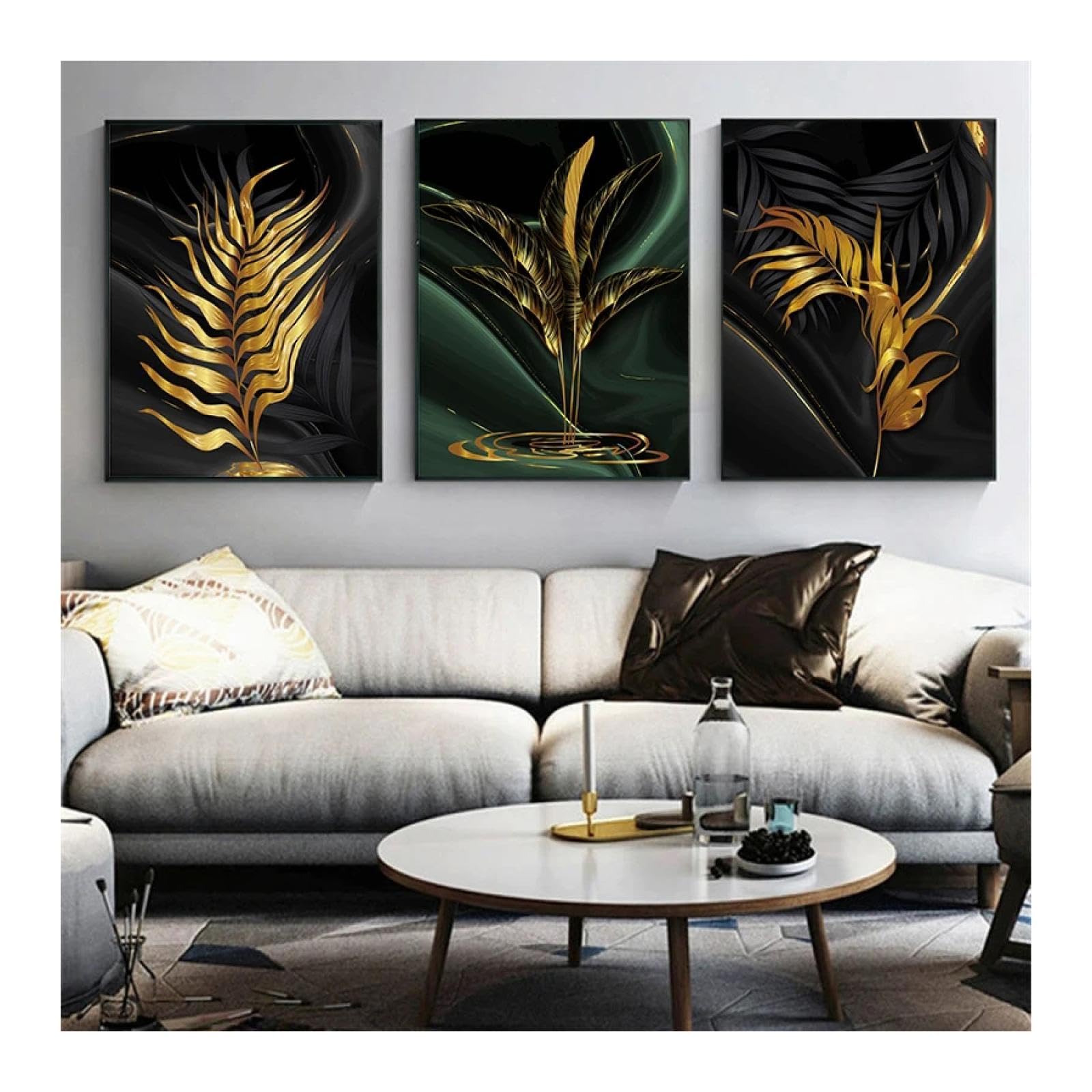 Lienzo de planta de flor dorada verde: decora tu pared vacía sin gastar de más 8