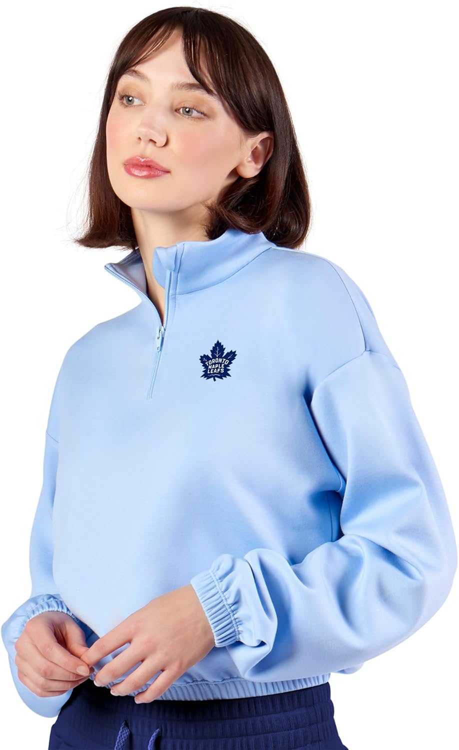 CERTO NHL Women's Cropped Quarter-Zip Pullover, Lightweight Sweatshirt with Long Sleeves and Relaxed Fit, Casual Wear