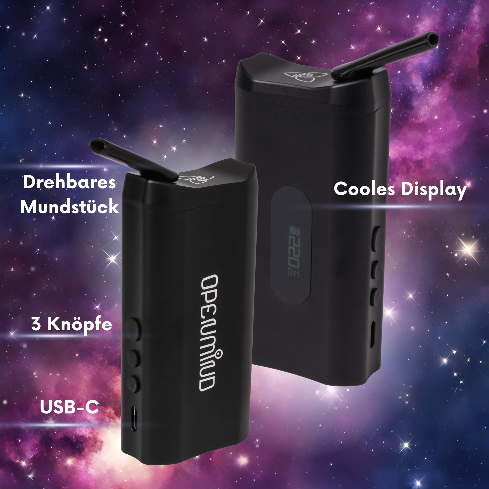 HIZEN Nanu Vaporizer + Wasserfilter Set, Verdampfer für Kräuter, Konvektion, USB-C, austauschbarer Akku, Keramik-Mundstück