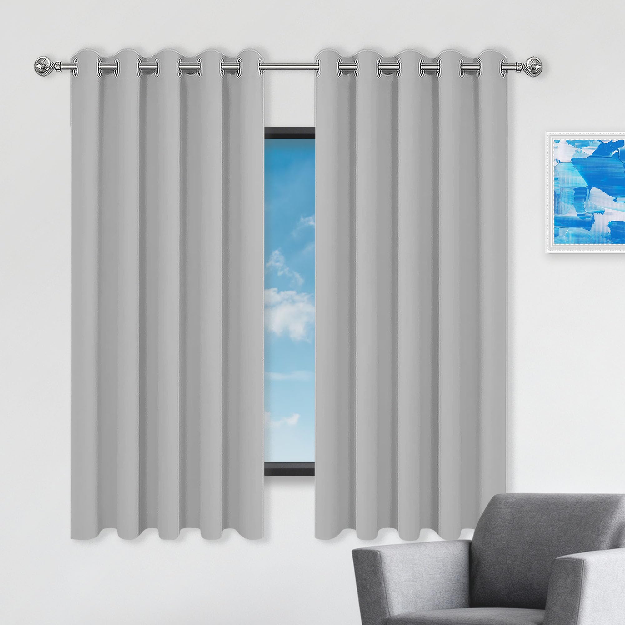 Rideaux occultants épais 300x230 cm gris clair pour salon