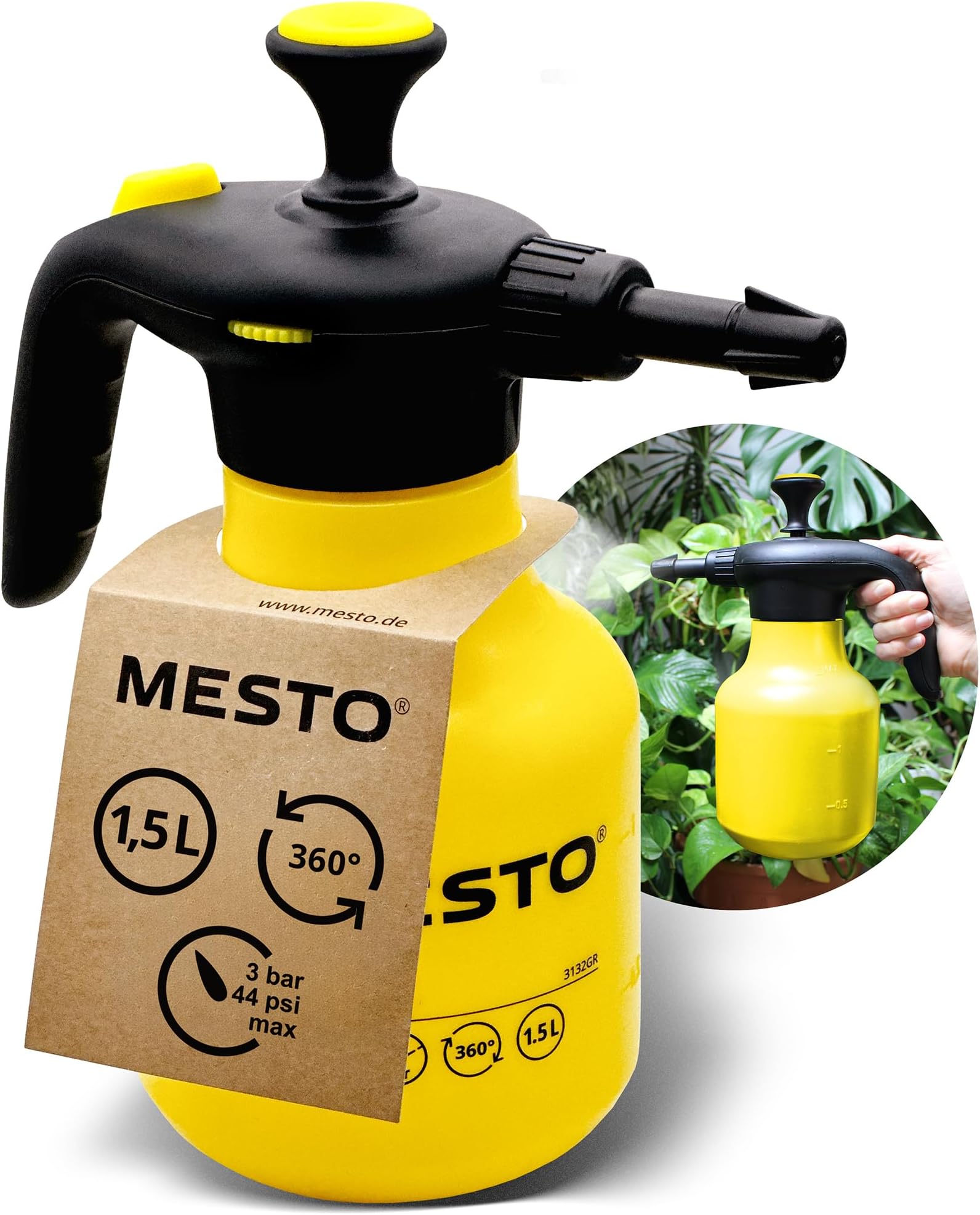Mesto 3132 GR Bugsi Pressure Sprayer, Yellow/Black, 28x12x12 cm