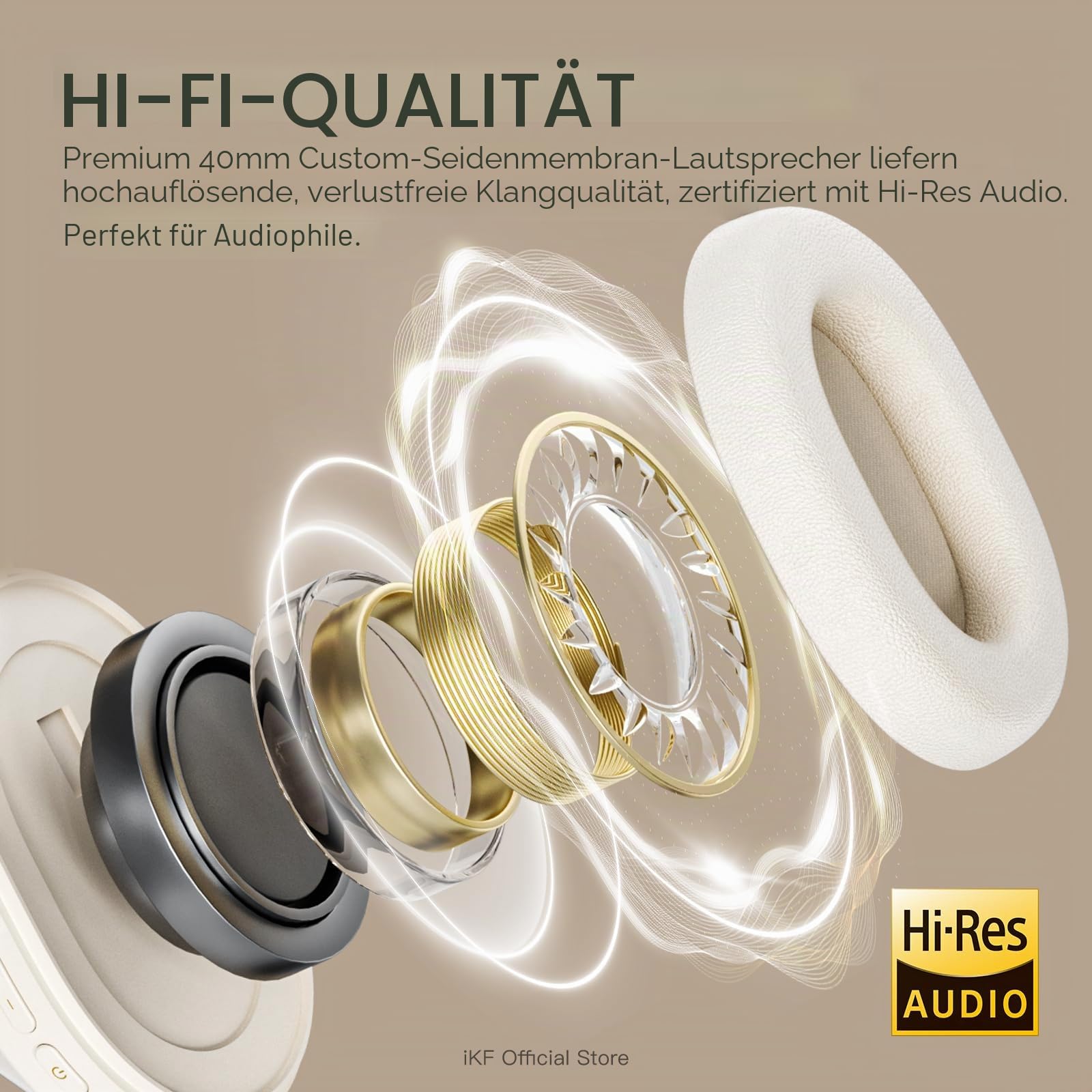 iKF Solo Pro Kabellose Kopfhörer, Adaptiv ANC, Hi-Res, 140 h Akkulaufzeit | Bluetooth Over-Ear Headset, Spatial Audio, Kopfverfolgung, Transparenz Modus, Tiefer Bass, Alltag, Büro, Schwarz/Ro