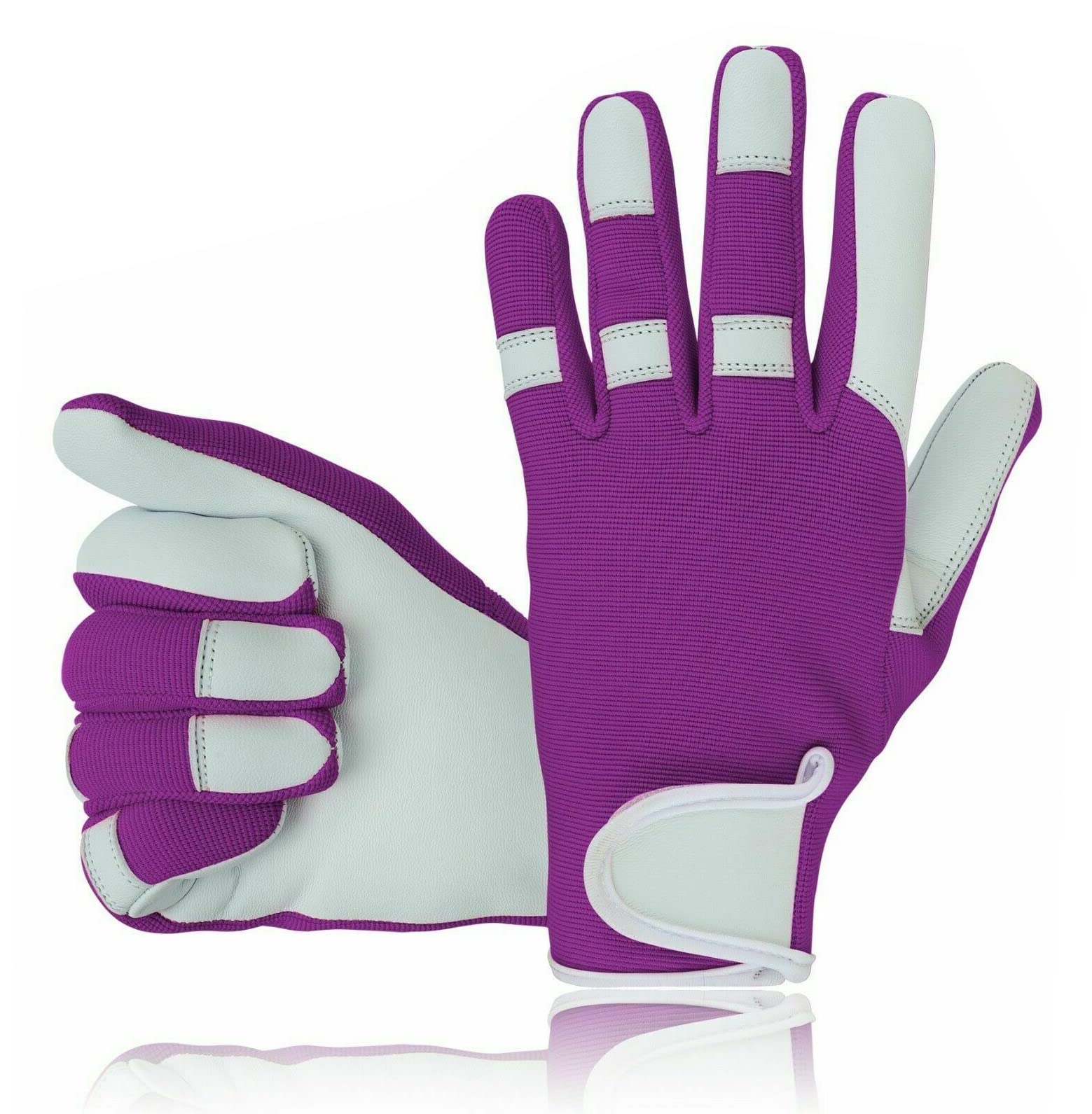 Swift Wear Gardening Gloves for Women and Men - Multipurpose Leather Garden Gloves Thorn Proof Resistant Mechanic Field (Purple, XS)