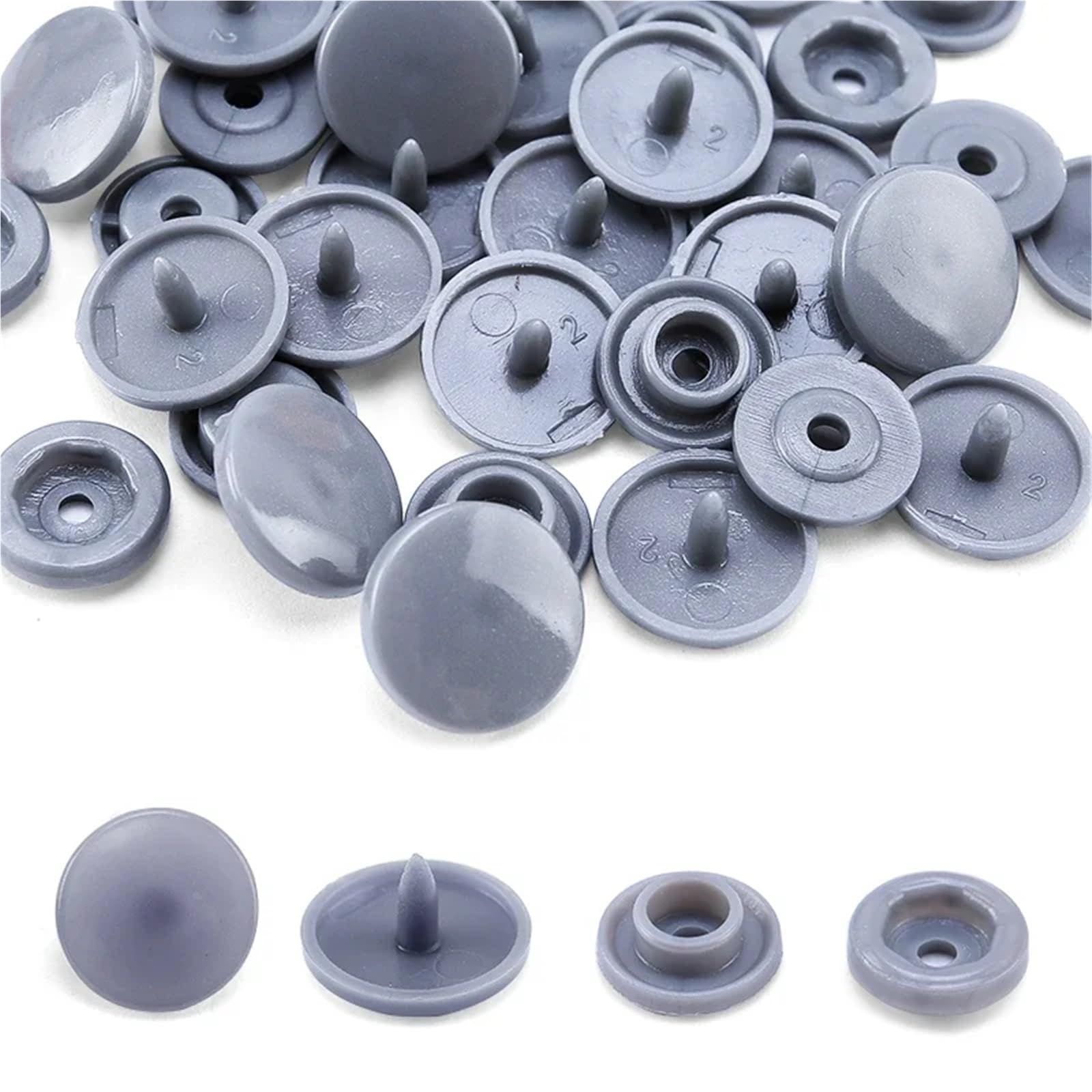 Press Studs Snap 500Set T5 Plastic Snap Buttons for Clothing DIY Garment Press Stud Fasteners Used to Kids Diapers/Bibs/Bags/Folder/(Gray)