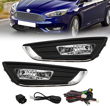 Fog Lights for 2015-2018 Ford Focus Bumper Fog Driving Lamps Left+Right w/Switch Assembly Driver & Passenger Side Doest fit RS or ST model