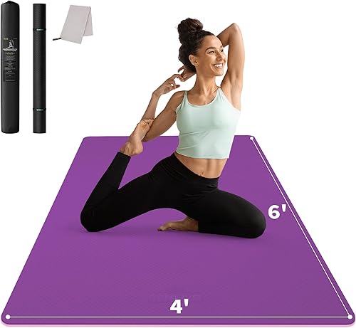 CAMBIVO Tapete de yoga grande (6 pies x 4 pies x 1664 pulgadas 6 mm), extra ancho de TPE (elastómero termoplástico) para hombres y mujeres,