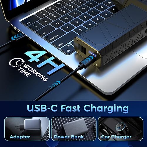 Miniatura 5 de COSANO Plumero de aire eléctrico, mini soplador de chorro ajustable de 3 engranajes, 130000 RPM, plumero eléctrico ajustable para reemplazar aire