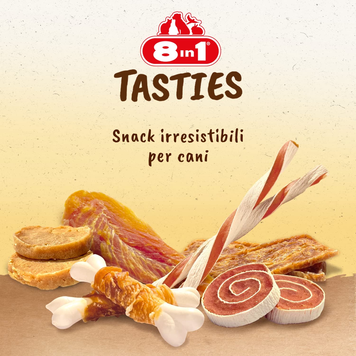 8in1 Tasties Calcium Bones - Ossa di calcio - Piccole ossa di calcio avvolte nel petto di pollo, 85