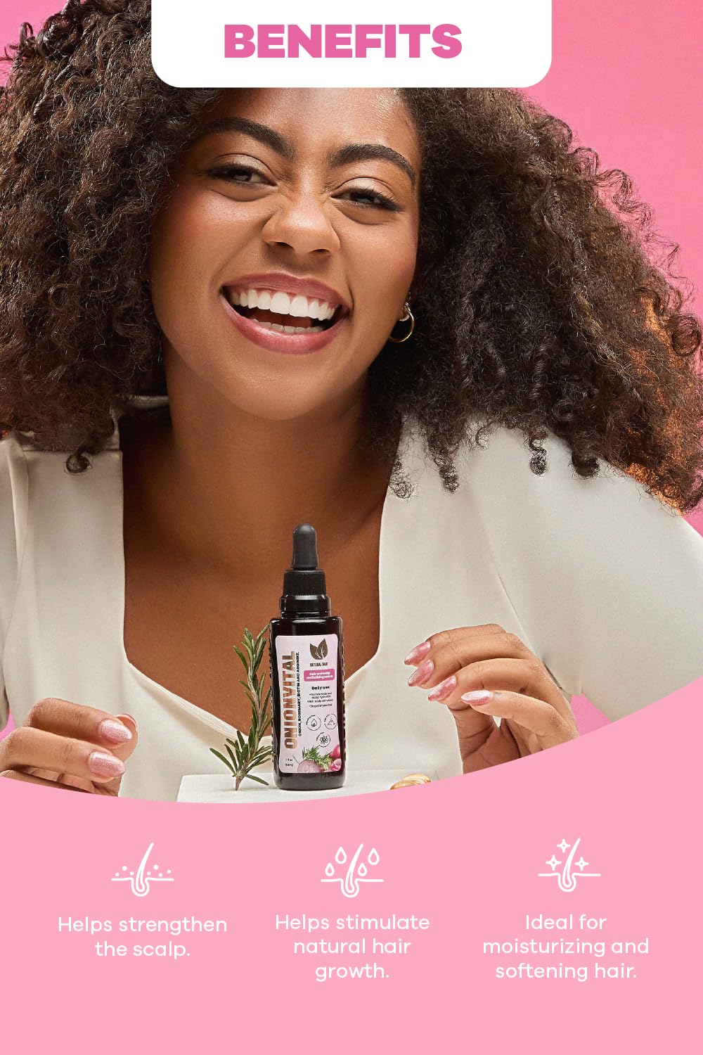 Natural sant Onionvital Haarserum mit Zwiebeln, Rosmarin, Biotin und Arginin, feuchtigkeitsspendendes Serum für die Pflege der Kopfhaut und des Haares, 60 ml
