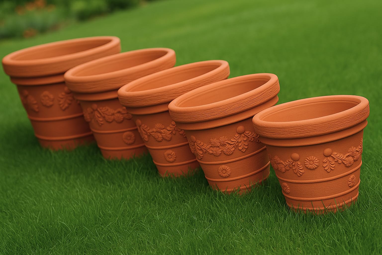 Blumentopf Pflanztopf Massiv Blumenkübel Terrakotta Mocca Kunststoff Classic Massiver konisch Untersetzer 5 Größen von rg-vertrieb für Garten, Balkon & Innen, Vintage Design
