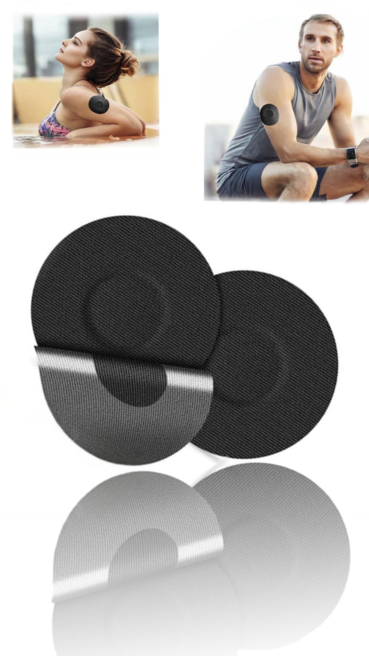 Sweet seven 25 Pcs Freestyle Adhesive Patch, Latex-Free Bandage Adhesive Patches for Libre 2/3 Waterproof Without Glue in The Center, Long Fixation for Your Sensor, Black