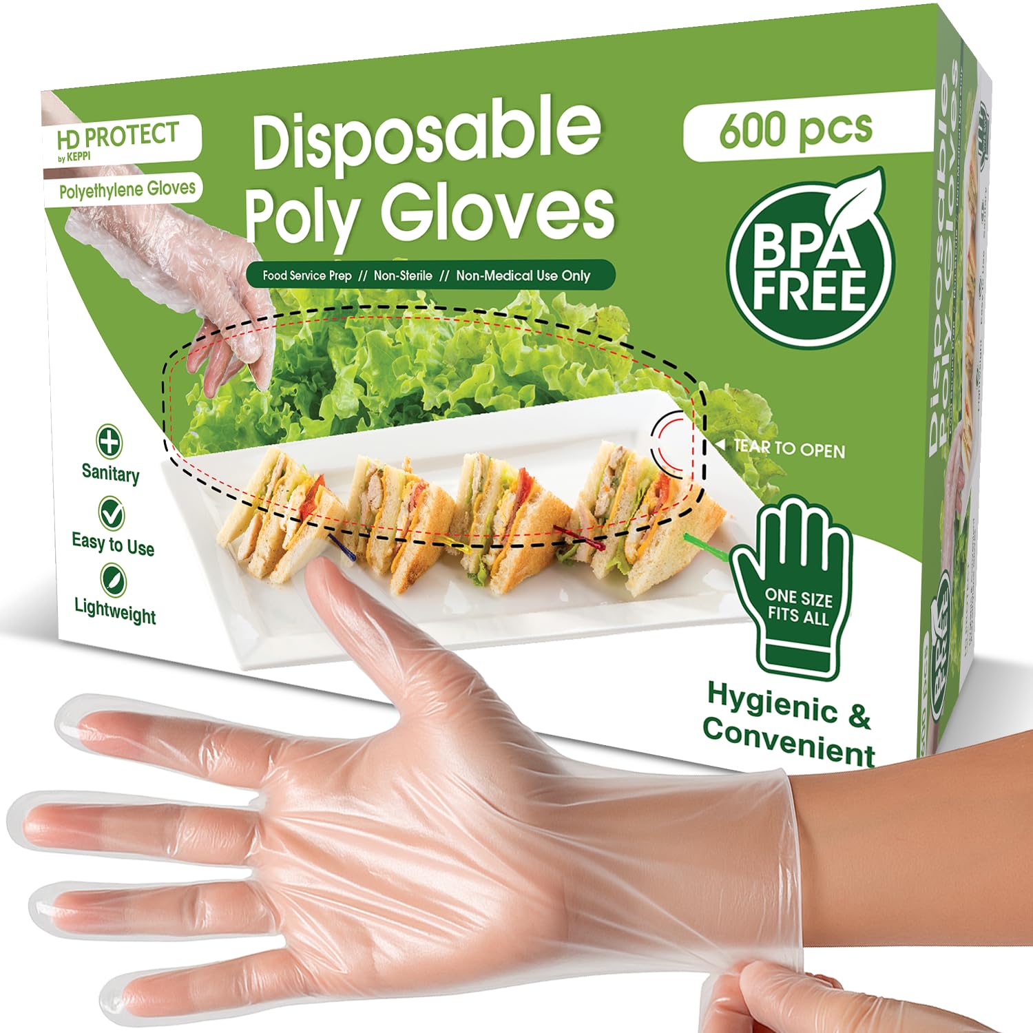 Paquete de 600 guantes de plástico – Guantes desechables de mejor valor, guantes desechables de plástico transparente para servicio de alimentos, limpieza, manejo de alimentos, espacios compartidos