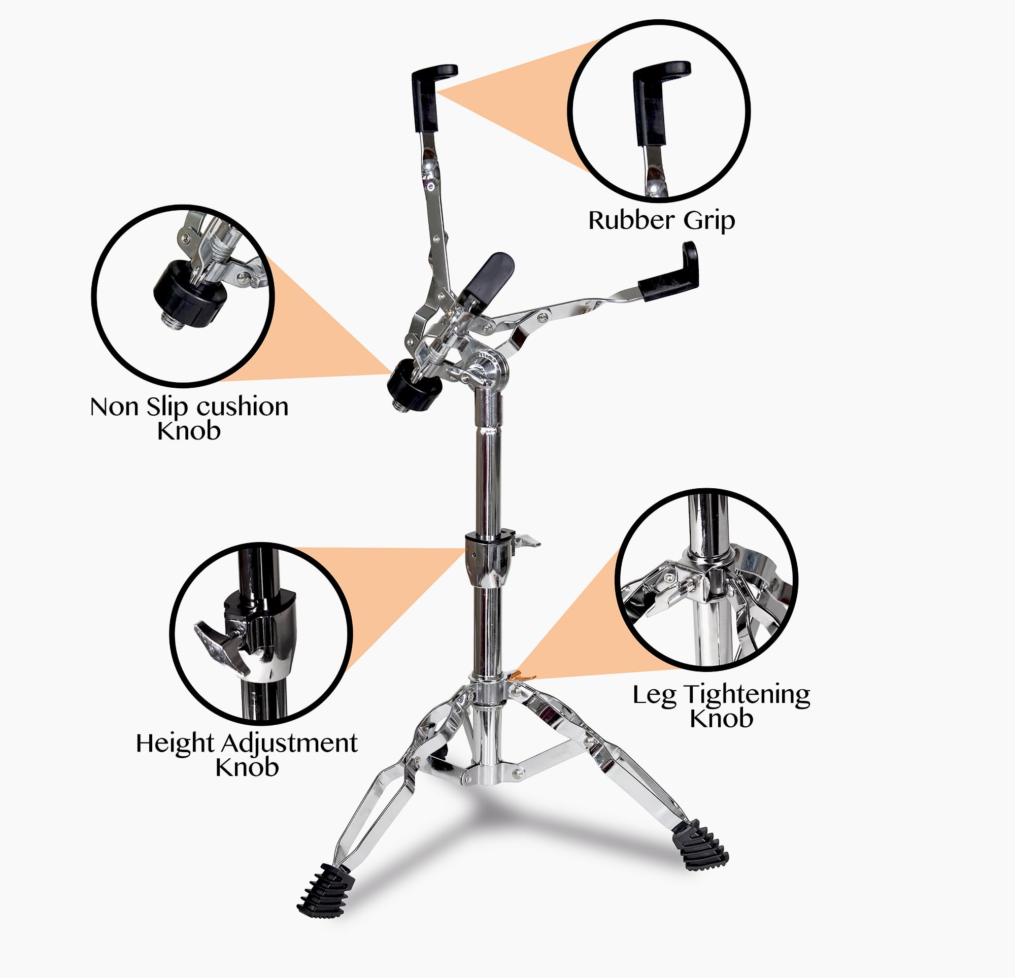 Softline Pro SP-SS-H Snare Stand Double Braced Tripod Stand Adjustable Height Drum Pad Stand - Image 3 thumbnail