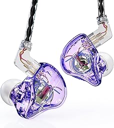 Yinyoo イヤホン 有線 カナル型イヤホン ノイズキャンセリング KBEAR Storm PU+PEEK 10mmダイナミック 遮音性 音漏れ防止 イヤモニ型 HiFi音質 モニターイヤホン 2pin リケーブル可能 インナーイヤー イヤフォン ノイキャン 3.5mmプラグ ゲーミング イアフォン 人間工学 装着感向上 (紫・マイク無し)