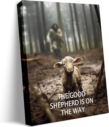 Lienzo decorativo para pared, diseño de Jesús salvando al cordero perdido, cuadro vintage, arte moderno y decorativo para decoración de pared, Jesús