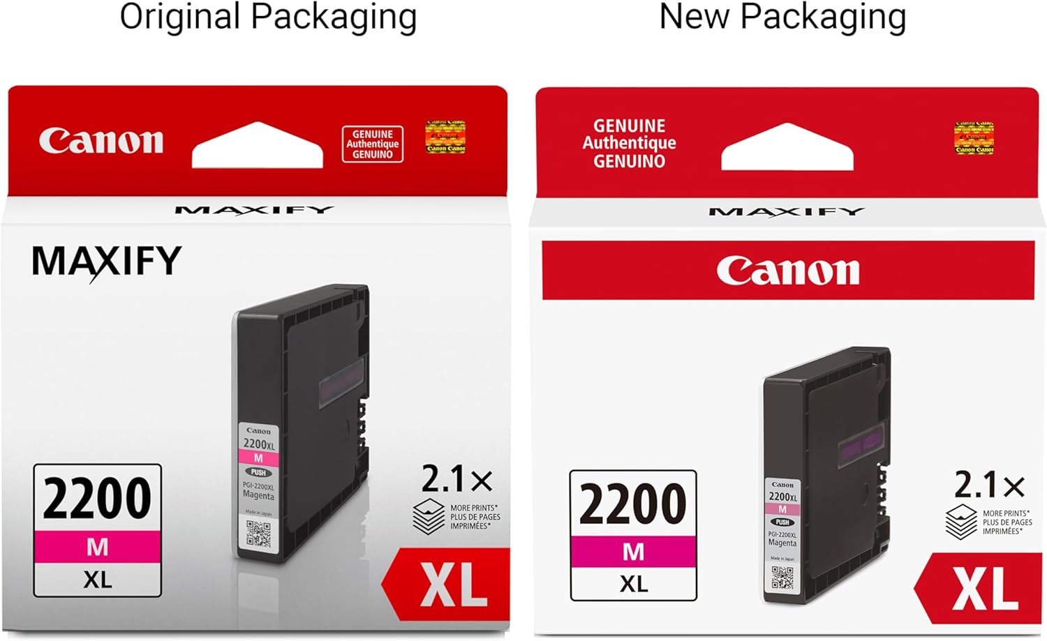 Canon PGI-2200XL Genuine Magenta Ink Tank, Compatible with IB4120, MB5420, MB5120, IB4020, MB5020, and MB5320 (Optional) Printers