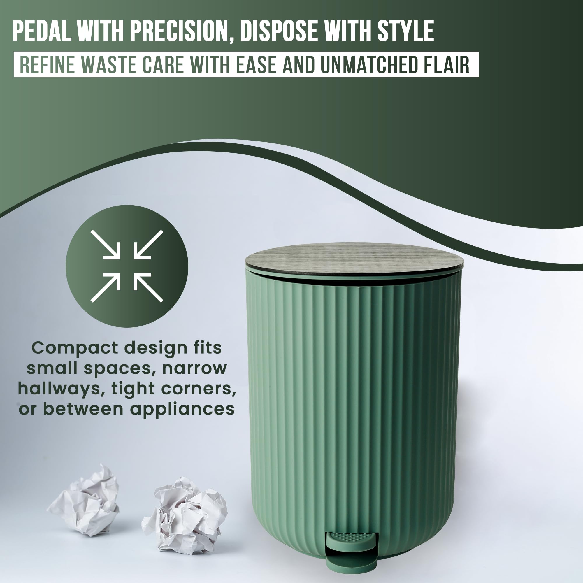 Blue Canyon Newly Launched Berkeley Pedal Bin with Bamboo Lid, 5 L Capacity, Anti, Fingerprint, Durable Material - Image 4