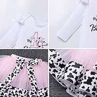 Vista 48 de IBTOM CASTLE Conjunto de ropa para niñas de 1er cumpleaños con diseño de pasteles, falda tutú, diadema y accesorios para fotos Rosa - dos largos