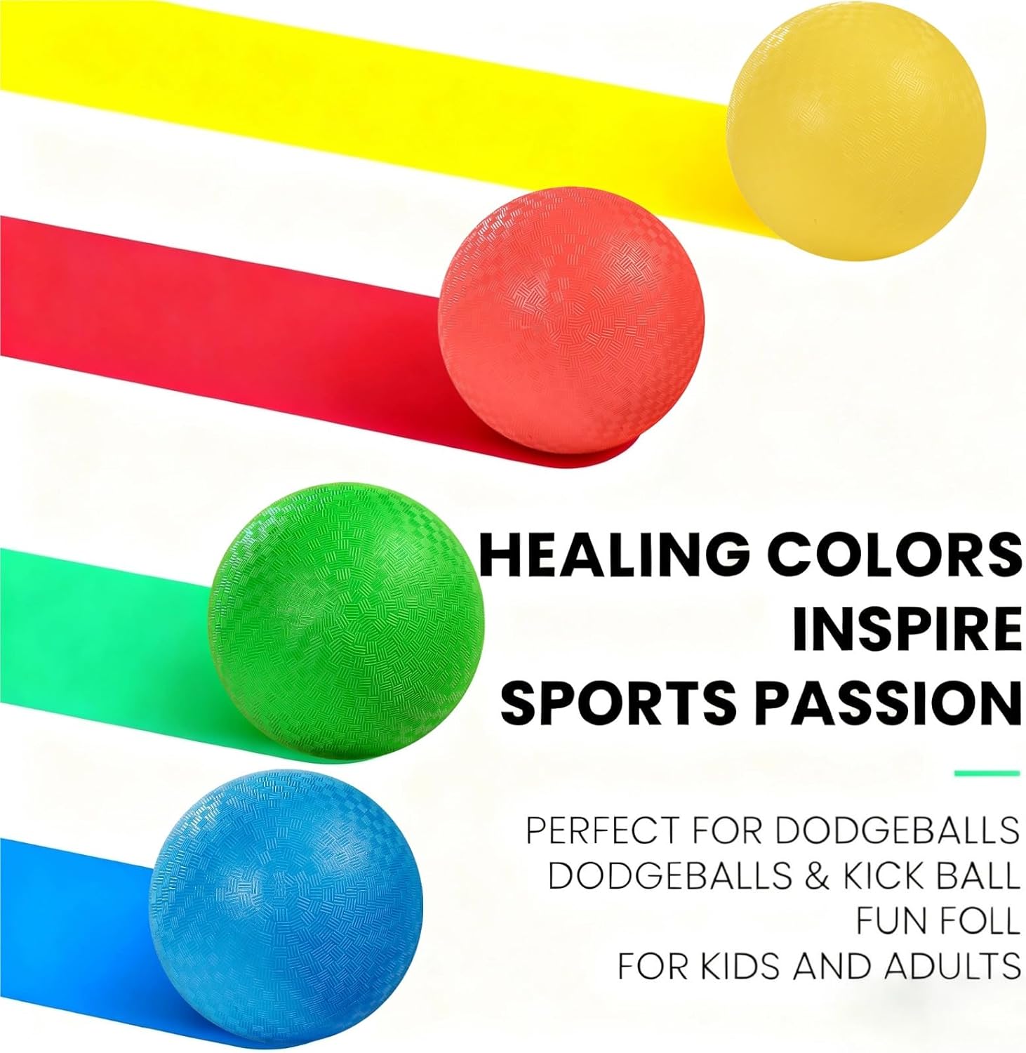 Playground Balls 4 Pack - 8.5 Inch for Kids Outdoor Dodgeball Kickball Handball Game with Hand Pump