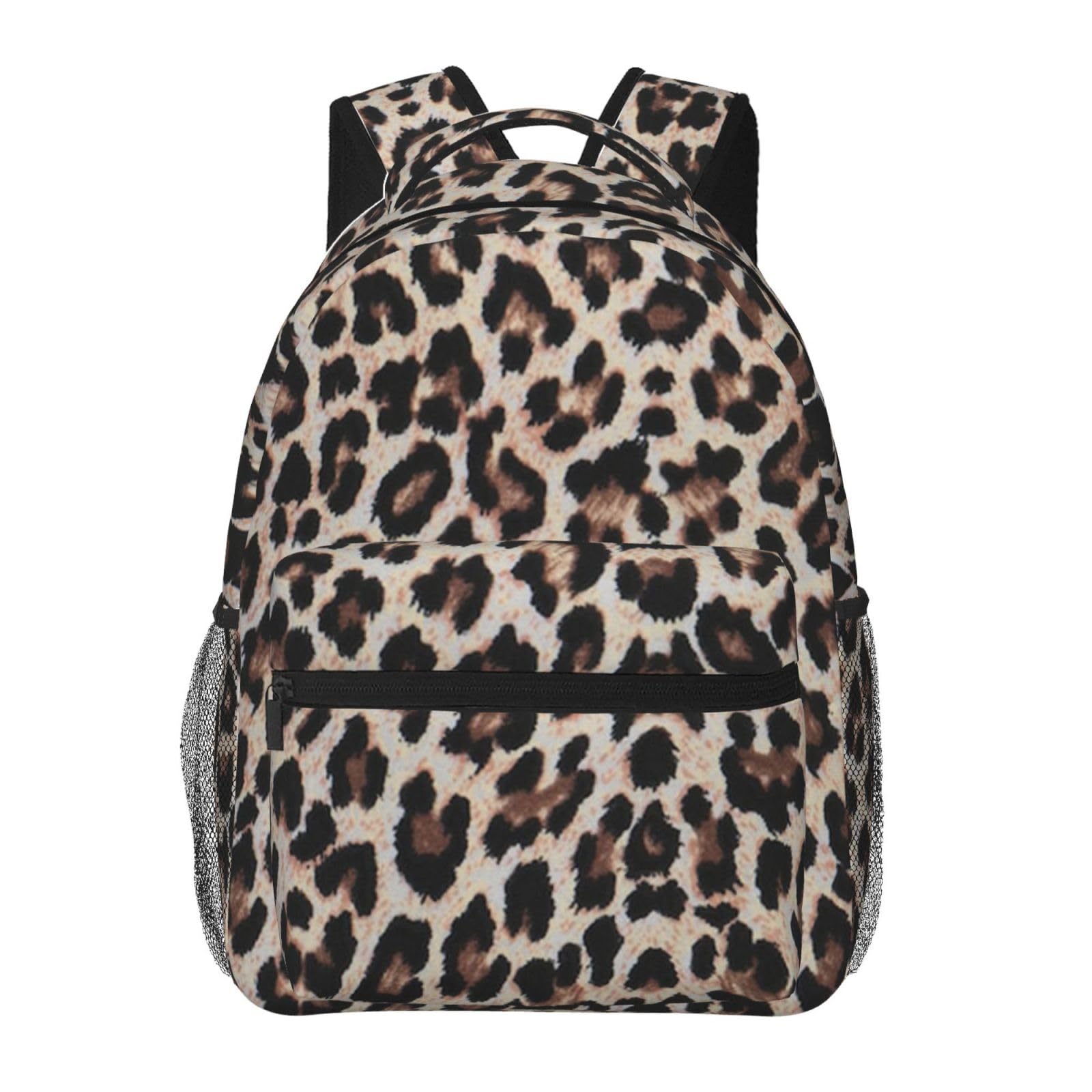 Augustrush Unisex Black Large Backpack For School, Leopard Print Print Casual Backpack Student Backpacks, Lightweight Casual Daypack For Travel, Waterproof Laptop Backpack Student Schoolbag For Boys Girls