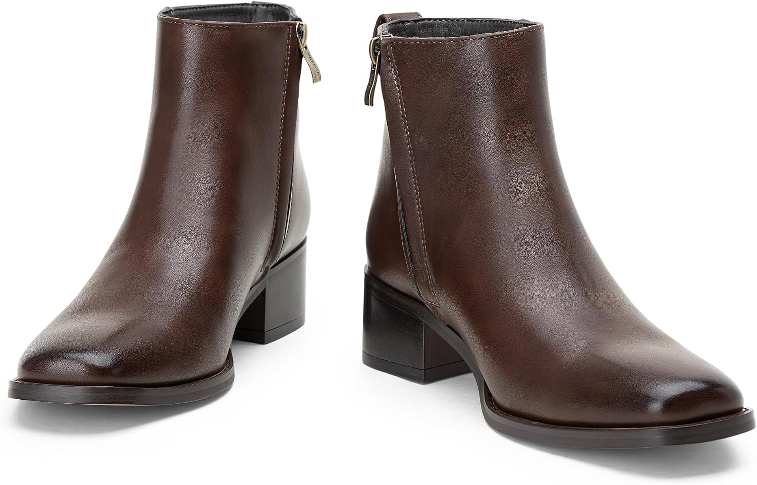 Vepose Women's Square Toe Ankle Boots, Low Block Heel Booties Side Zipper image 5