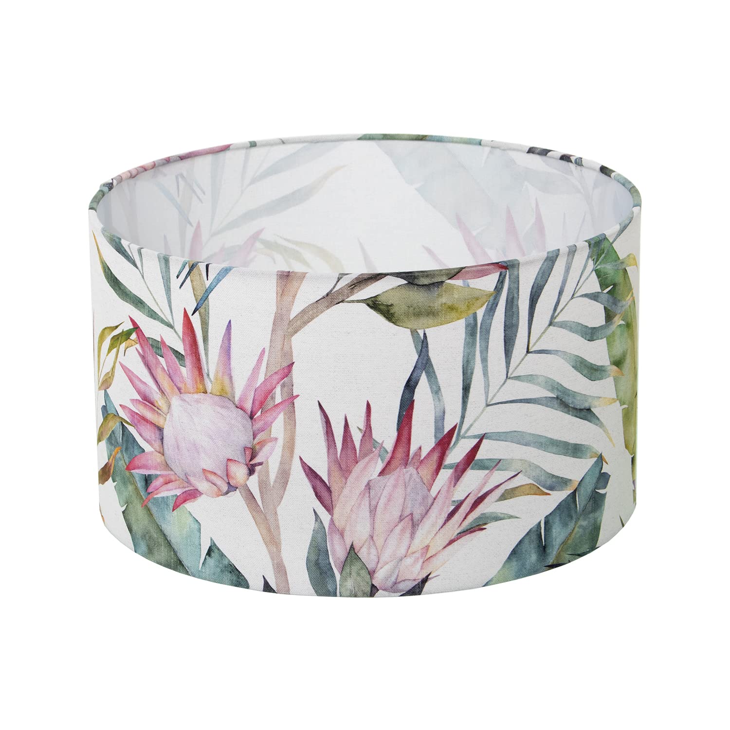 Abat-jour cylindrique fleurs 35x20cm DRW en polyester
